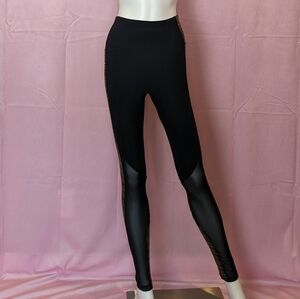 Bally Total Fitness Juniper Green Burnt Olive Black Workout Leggings size Small